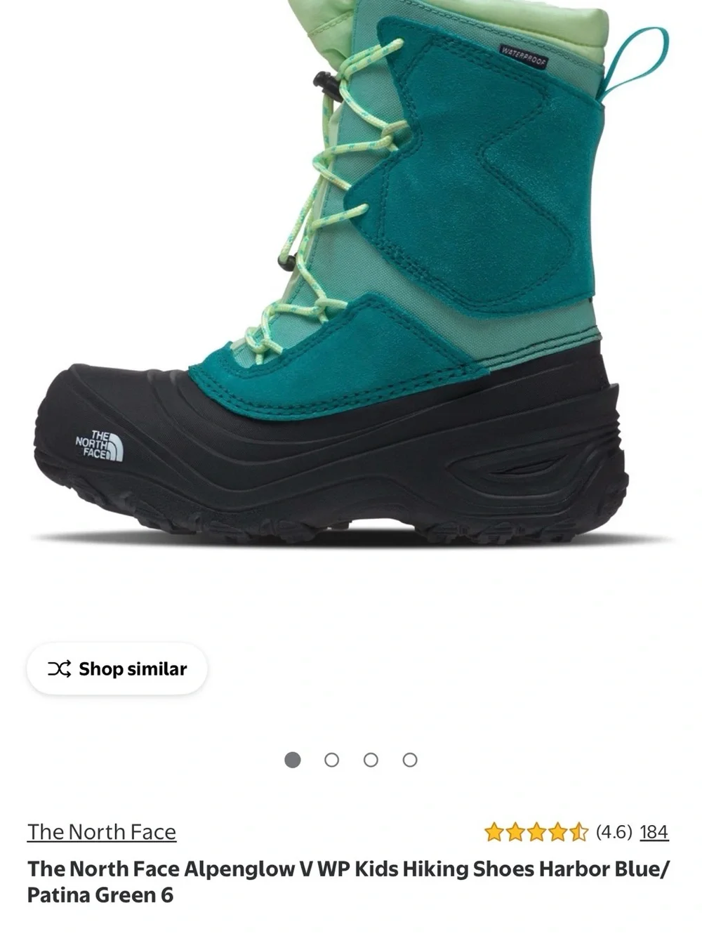 The North Face Kids Alpenglow Hiking /Snow Boots Size 1 - LIKE NEW